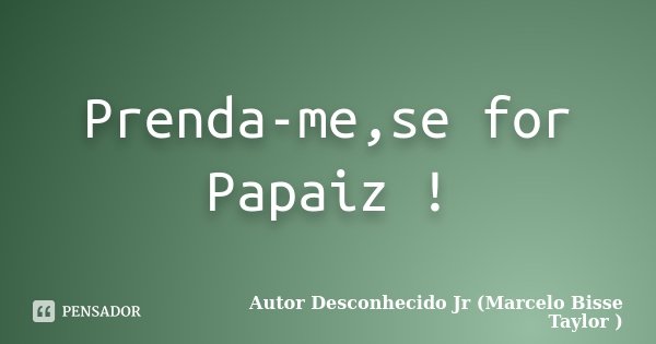 Prenda-me,se for Papaiz !... Frase de Autor Desconhecido Jr (Marcelo Bisse Taylor).