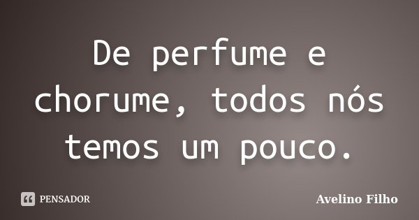 De perfume e chorume, todos nós temos um pouco.... Frase de Avelino Filho.