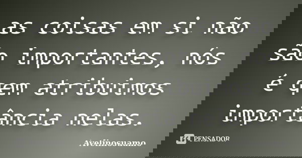 as coisas em si não são importantes, nós é qem atribuimos importância nelas.... Frase de Avelinosuamo.