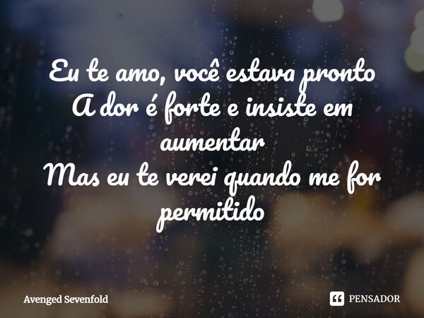 ⁠Eu te amo, você estava pronto A dor é forte e insiste em aumentar Mas eu te verei quando me for permitido⁠... Frase de Avenged Sevenfold.