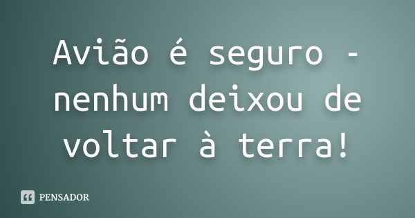 Avião é seguro - nenhum deixou de voltar à terra!