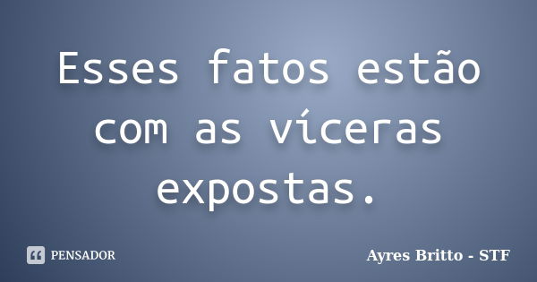 Esses fatos estão com as víceras expostas.... Frase de Ayres Britto - STF.