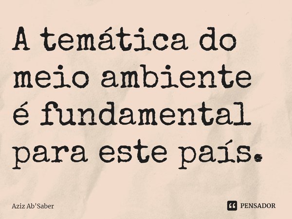 ⁠A temática do meio ambiente é fundamental para este país.... Frase de Aziz Ab'Saber.
