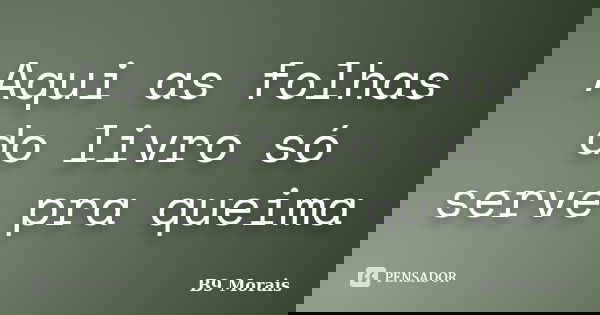 Aqui as folhas do livro só serve pra queima... Frase de B9 Morais.