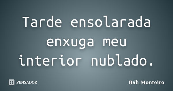 Tarde ensolarada enxuga meu interior nublado.... Frase de Báh Monteiro.