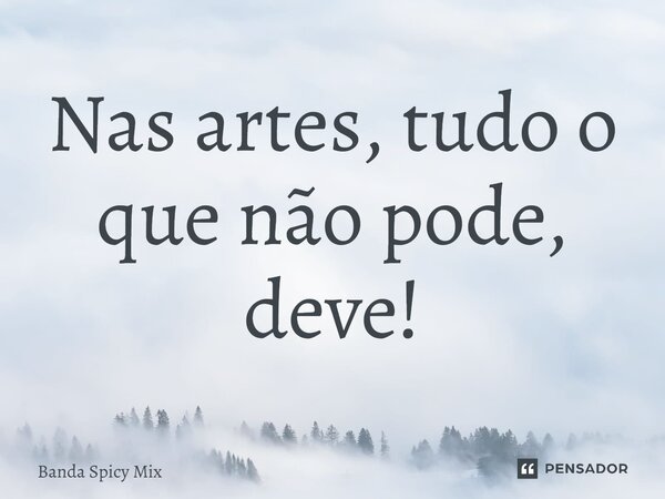 Nas artes, tudo o que não pode, deve!... Frase de Banda Spicy Mix.