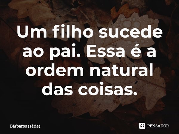 ⁠Um filho sucede ao pai. Essa é a ordem natural das coisas.... Frase de Bárbaros (série).