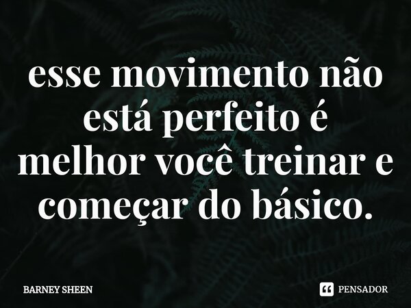 ⁠esse movimento não está perfeito é melhor você treinar e começar do básico.... Frase de BARNEY SHEEN.