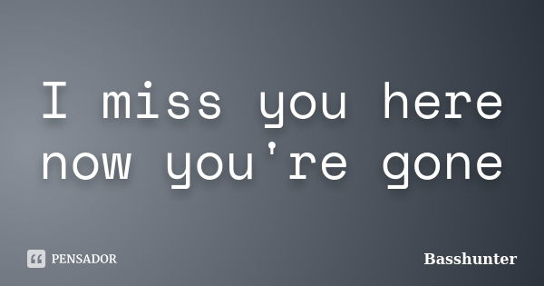 I miss you here now you're gone... Frase de Basshunter.