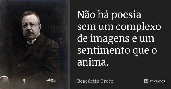 Não há poesia sem um complexo de imagens e um sentimento que o anima.... Frase de Benedetto Croce.