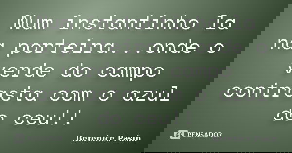 Num instantinho la na porteira...onde o verde do campo contrasta com o azul do ceu!!... Frase de Berenice Pasin.