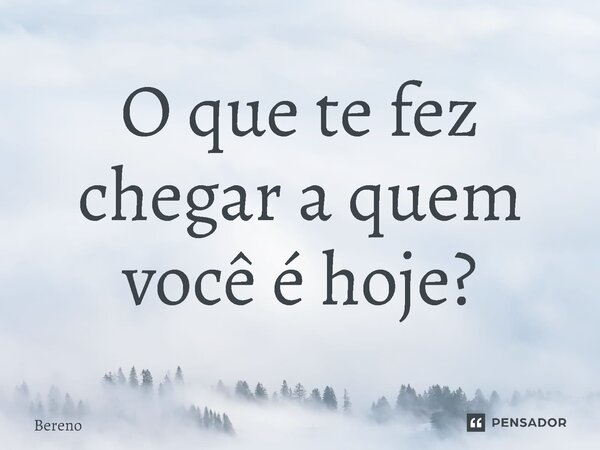 ⁠O que te fez chegar a quem você é hoje?... Frase de Bereno.
