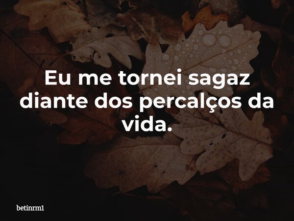 Eu me tornei sagaz diante dos percalços da vida.... Frase de betinrm1.