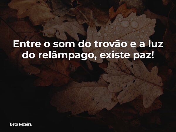 Entre o som do trovão e a luz do relâmpago, existe paz! ⁠... Frase de Beto Pereira.