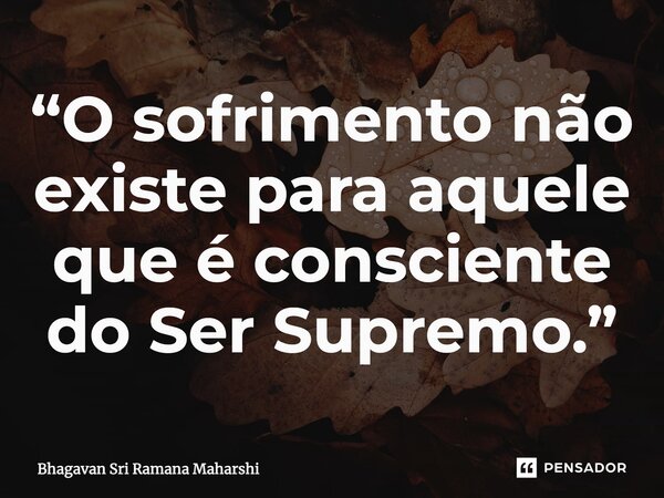 ⁠“O sofrimento não existe para aquele que é consciente do Ser Supremo.”... Frase de Bhagavan Sri Ramana Maharshi.