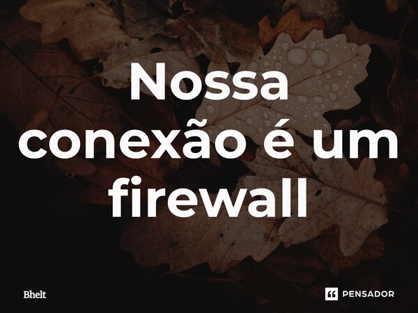 ⁠Nossa conexão é um firewall... Frase de Bhelt.