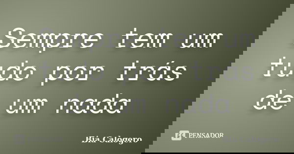 Sempre tem um tudo por trás de um nada... Frase de Bia Calogero.