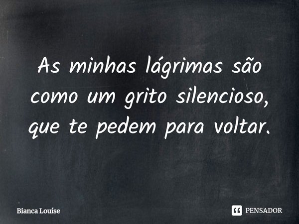 ⁠As minhas lágrimas são como um grito silencioso, que te pedem para voltar.... Frase de Bianca Louíse.