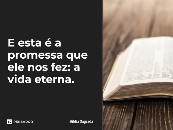E esta é a promessa que ele nos fez: a vida eterna.... Frase de Bíblia Sagrada.