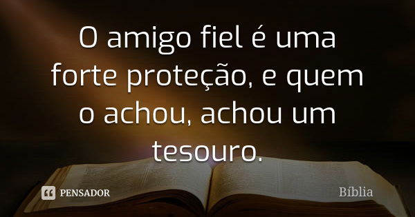 O amigo fiel é uma forte proteção, e quem o achou, achou um tesouro.... Frase de Bíblia.