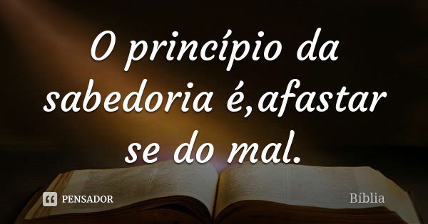 O princípio da sabedoria é,afastar se do mal.... Frase de Biblia.