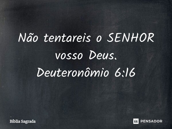 ⁠Não tentareis o SENHOR vosso Deus. Deuteronômio 6:16... Frase de Bíblia Sagrada.