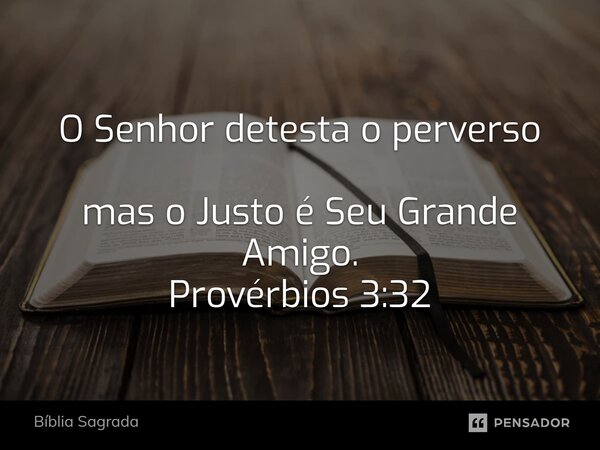O Senhor detesta o perverso mas o Justo é Seu Grande Amigo. ⁠Provérbios 3:32... Frase de Bíblia Sagrada.