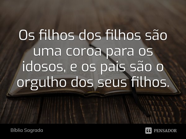 Os filhos dos filhos são uma coroa para os idosos, e os pais são o orgulho dos seus filhos.... Frase de Bíblia Sagrada.