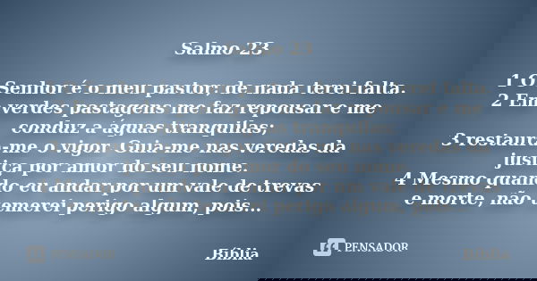 Salmo 23 1 O Senhor é O Meu Pastor De Bíblia