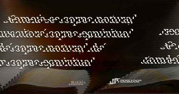 Semeia-se corpo natural, ressuscitará corpo espiritual. Se há corpo natural, há também corpo espiritual.... Frase de biblia.