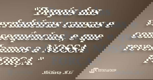 "Depois das verdadeiras causas e consequências, e que revelamos a NOSSA FORÇA."... Frase de Bichara, R. G..