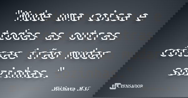 "Mude uma coisa e todas as outras coisas irão mudar sozinhas."... Frase de Bichara, R. G..