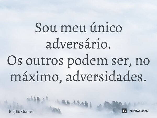 ⁠Sou meu único adversário. Os outros podem ser, no máximo, adversidades.... Frase de Big Ed Gomes.