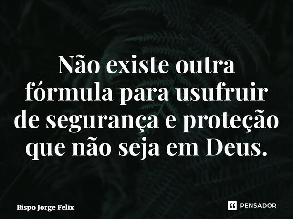 Não existe outra fórmula para usufruir de segurança e proteção que não seja em Deus. ⁠... Frase de Bispo Jorge Felix.