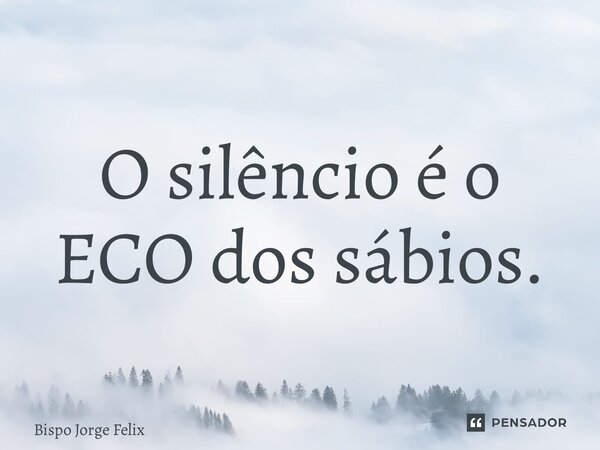 ⁠O silêncio é o ECO dos sábios.... Frase de Bispo Jorge Felix.