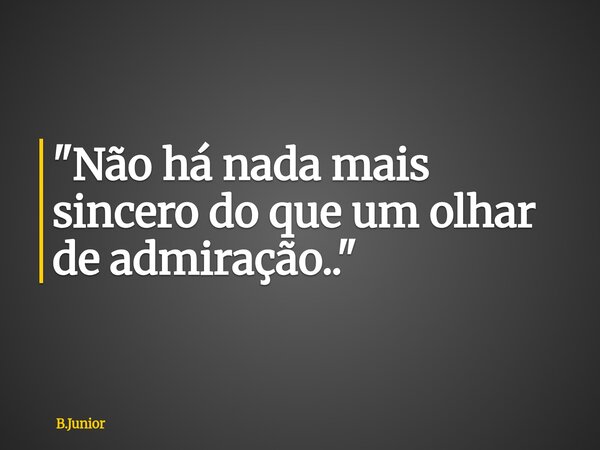"Não há nada mais sincero do que um olhar de admiração.."... Frase de B.Junior.