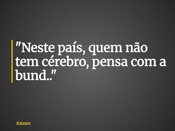 "Neste país, quem não tem cérebro, pensa com a bund.."... Frase de B.Junior.