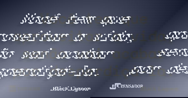 Você tem que aproveitar a vida, senão vai acabar por desperdiçá-la.... Frase de Black Lagoon.