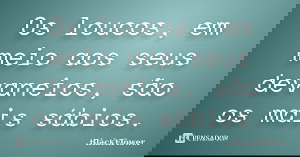 Os loucos, em meio aos seus devaneios, são os mais sábios.... Frase de BlackFlower.