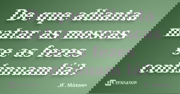 De que adianta matar as moscas se as fezes continuam lá?... Frase de B. Moraes.