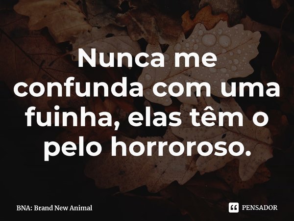 ⁠Nunca me confunda com uma fuinha, elas têm o pelo horroroso.... Frase de BNA: Brand New Animal.