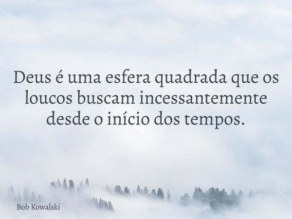 Deus é uma esfera quadrada que os loucos buscam incessantemente desde o início dos tempos.... Frase de Bob Kowalski.