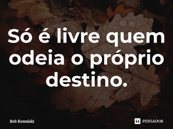 ⁠Só é livre quem odeia o próprio destino.... Frase de Bob Kowalski.