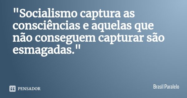 "Socialismo captura as consciências e aquelas que não conseguem capturar são esmagadas."... Frase de Brasil Paralelo.
