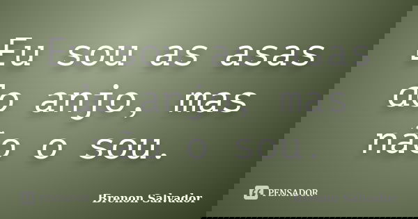 Eu sou as asas do anjo, mas não o sou.... Frase de Brenon Salvador.