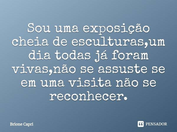 ⁠Sou uma exposição cheia de esculturas,um dia todas já foram vivas,não se assuste se em uma visita não se reconhecer.... Frase de Brione Capri.