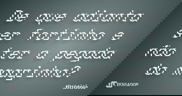 De que adianta ser fortinho e não ter a pegada do magrinho?... Frase de Brirdola.