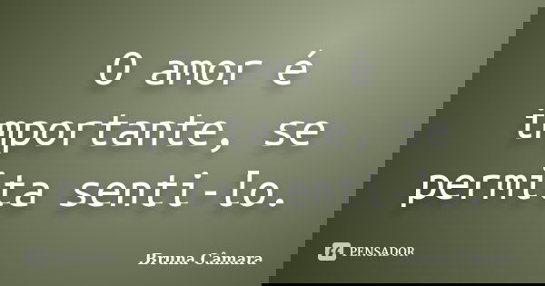 O amor é importante, se permita senti-lo.... Frase de Bruna Câmara.