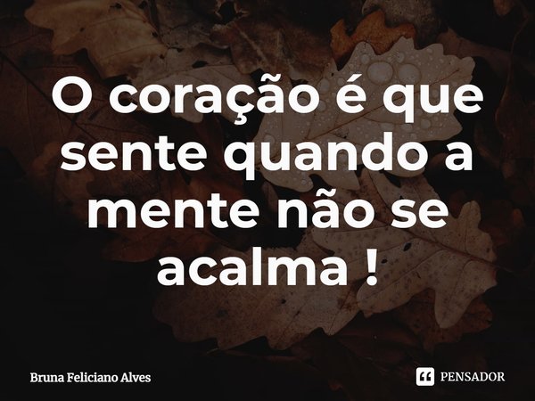 ⁠O coração é que sente quando a mente não se acalma !... Frase de Bruna Feliciano Alves.