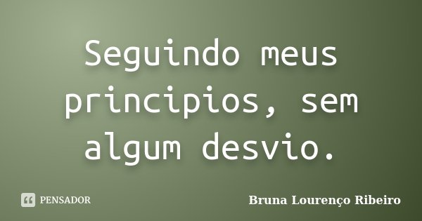 Seguindo meus principios, sem algum desvio.... Frase de Bruna Lourenço Ribeiro.